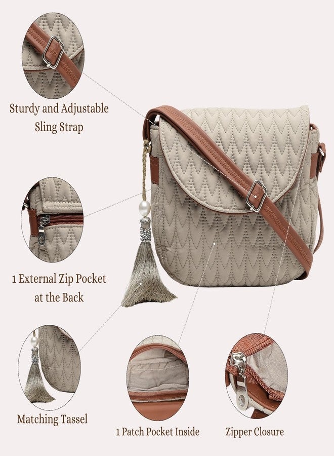 Anekaant Uno Chevron Quilted Polyester Sling Bag for Women & Girls | Crossbody Women's Sling | Stylish Lightweight Shoulder Bag for Daily & Travel Use - Image 3
